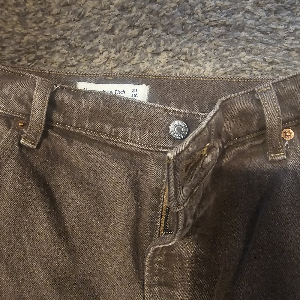 ABERCROMBIE & FITCH 90s Straight Ultra High Rise Curve love jeans. Brown 31 long - Picture 5 of 11